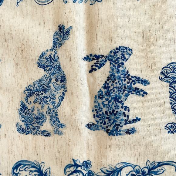 RACHEL ROY Blue Bunny Rabbit TOILE Easter Table Runner 14x90 New - Picture 3 of 16